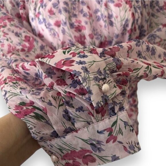 Pink Floral Ruffle Hem Ruched Bodycon Dress - Picture 4 of 10